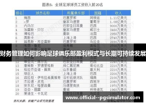 财务管理如何影响足球俱乐部盈利模式与长期可持续发展 财务管理如何影响足球俱乐部盈利模式与长期可持续发展